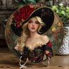 Vintage Aluminum Wall Art Decor 8x8 Inch Round Rose Lady Design Elegant Home For Living Room Bedroom