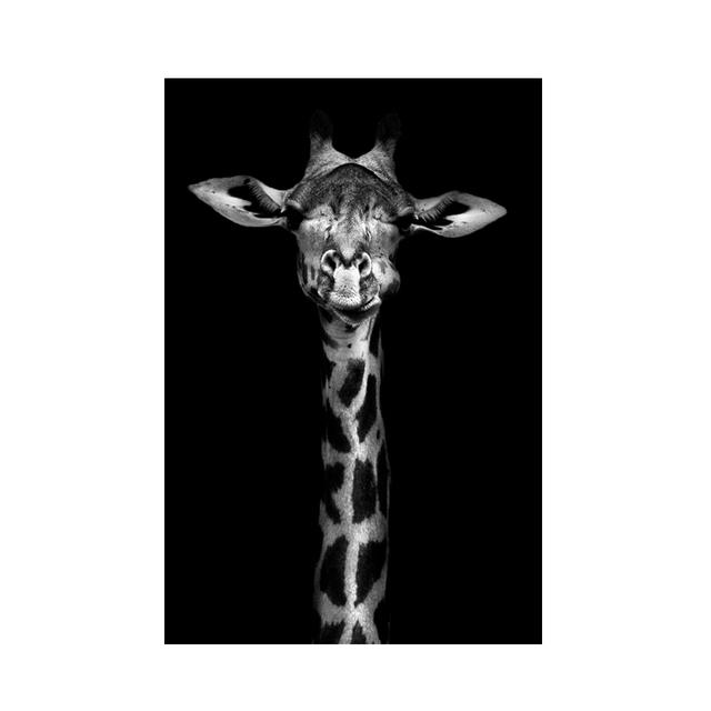 Modern Canvas Painting Black White Animal Posters and Prints Lion Elephant Deer Zebra Wall Pictures for Living Room Home Decor No Frame