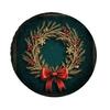 Christmas Wreath Tire Cover Vintage Holiday Spare Wheel Cover Sun Protection Polyester Fiber