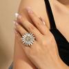 Crystal Oversized Flower Open Finger Ring Decoration For Women Rhinestone Geometric Gemstone Adjustable Rings