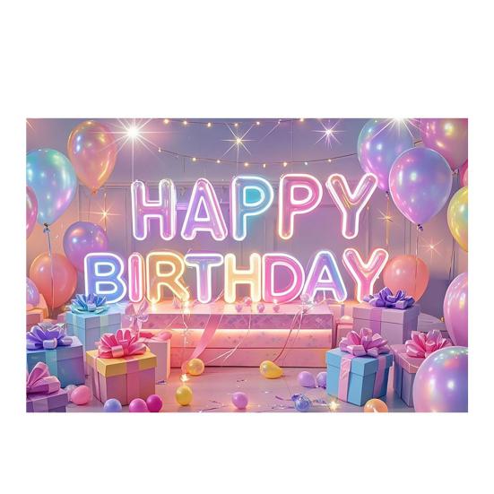 Happy Birthday Banner Hintergrund, Party Foto Hintergrundtuch für Feier, Girlande Flaggen Dekoration für Kinder Frauen, Happy Birthday Zubehör