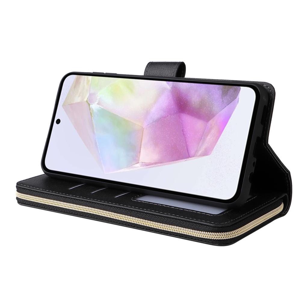 For Samsung Galaxy A17 5G/A17 4G/A26 5G Case Zipper Pocket PU Leather Phone Cover with Hand Strap