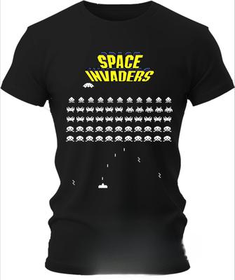 Letní TRIČKO TRIČKO SPACE INVADERS Osobnost Móda Sen Pocity Poutavé Pratelné a Neblednoucí Černé