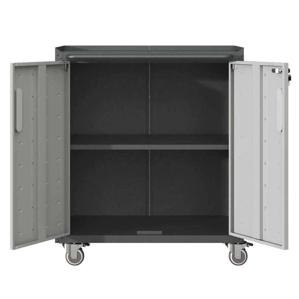 Armadio metallico da garage per impieghi gravosi con ruote – robusto contenitore per attrezzi, 75 × 42 × 88 cm, per garage, ufficio e casa
