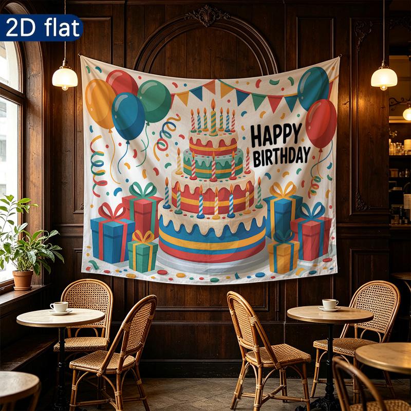 Colorful Balloon Party Backdrop 1pc - Polyester Party Decor