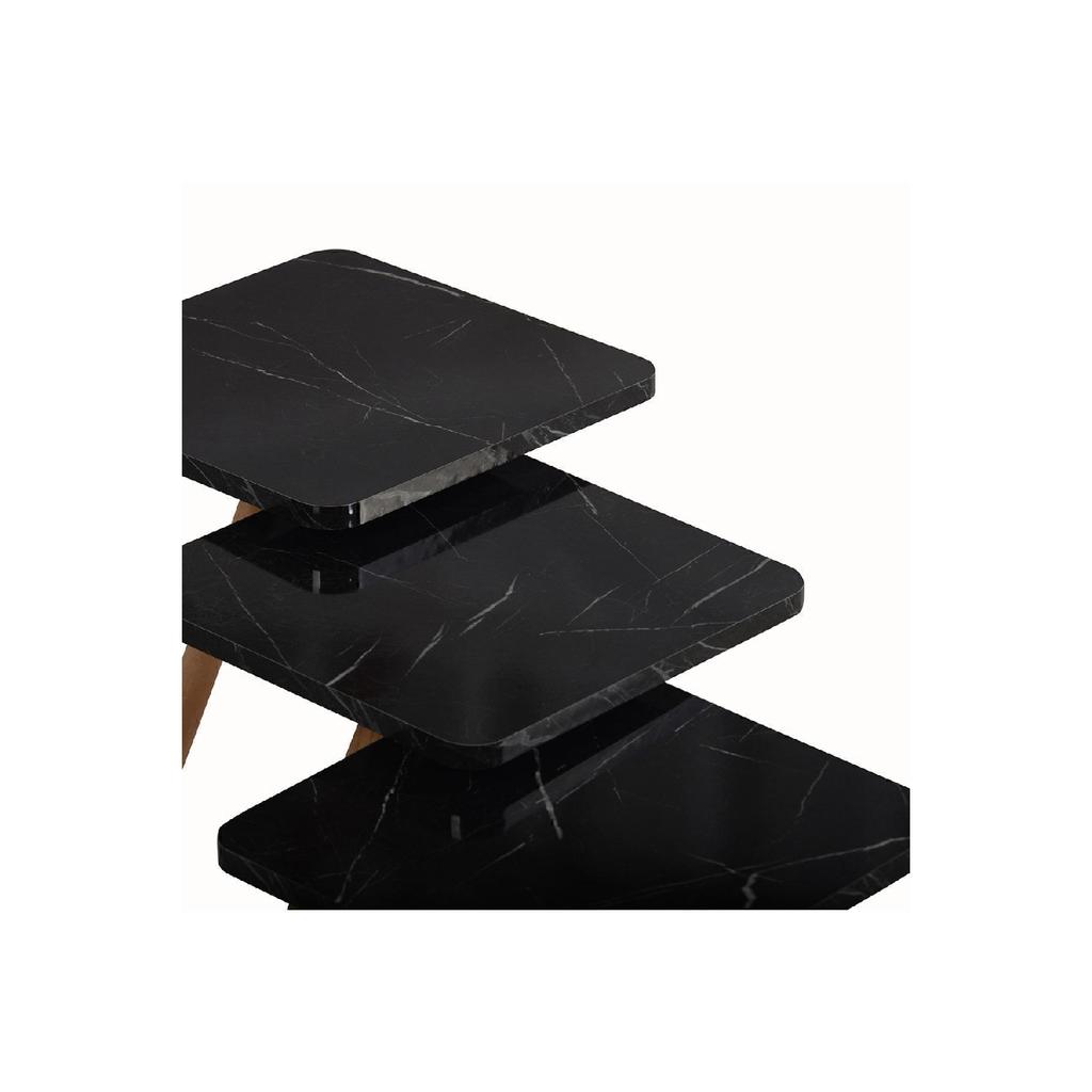 Triple Nesting Coffee Table Wooden Legs Square Design Pine Pattern