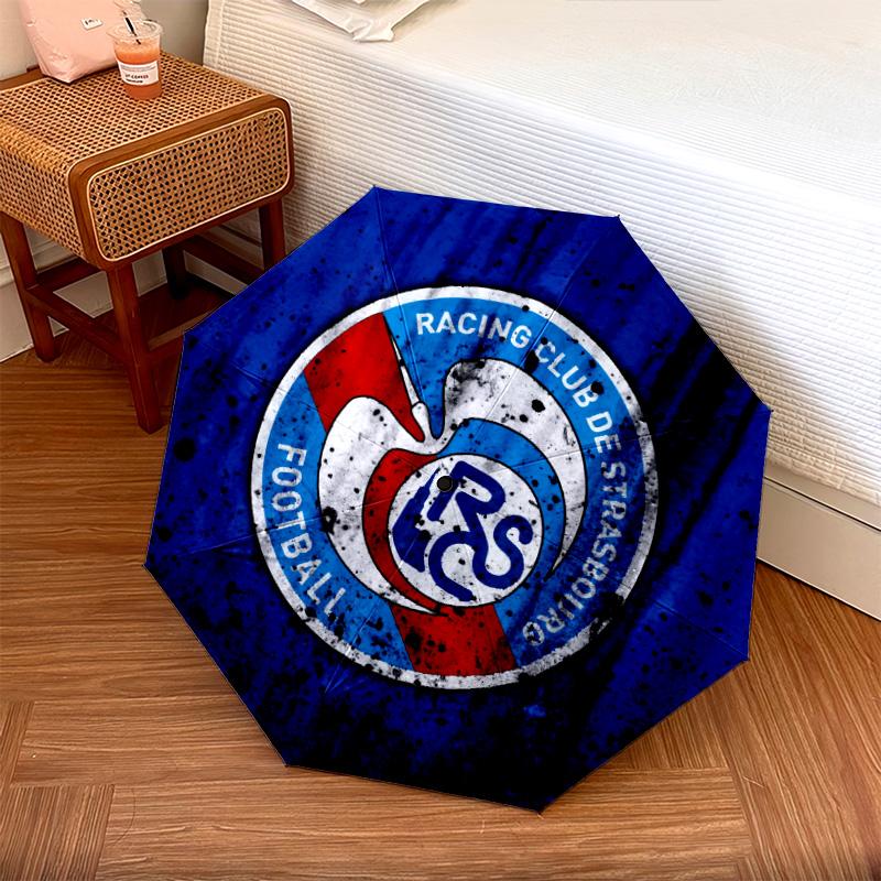 RC Strasbourg Alsace pattern, automatic folding umbrella, portable and foldable design, 8 ribs, a Christmas or birthday gift.