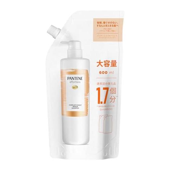 Pantene Effortless Shampoo 600mL [1.7 pieces] Refill Extra Large Size Complete Night Repair