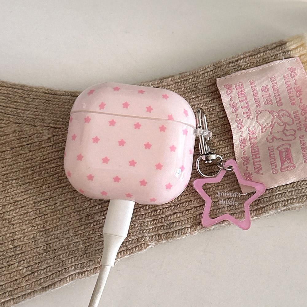 Cute Pink Star Soft Silicone Earphone Case For Apple AirPods 1 2 3 4 Pro Pro 2 Shockproof Protection Cover Coque With Pendant