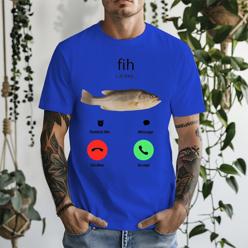 Unisexs T Shirt Fish Calling Funny Fishing Graphic Tee Angler Phone Humor Fisherunisex Gift Crew Neck Tee Fishing Fan Casual Short Top