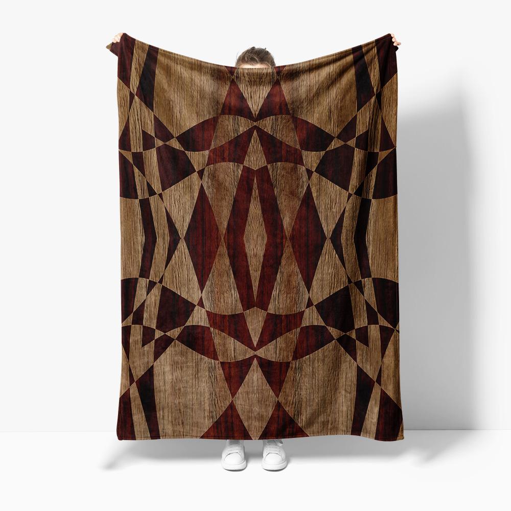 Geometric Diamond Pattern Fleece Blanket Soft Warm Throw Sofa Bed Cover Decorative Gift 75X95CM