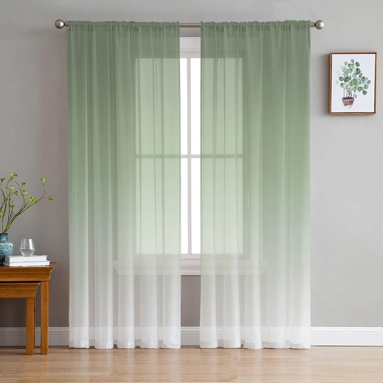 

Серые, черные градиентные тюлевые шторы для гостиной, кухни, шифона, спальни, балкона, прозрачный модный домашний декор 135W x 114H(cm) x 2