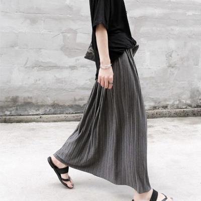 Leisure Sports Pleated Skirt Cotton Retro High Waisted Women Spring Organ Long Skirt