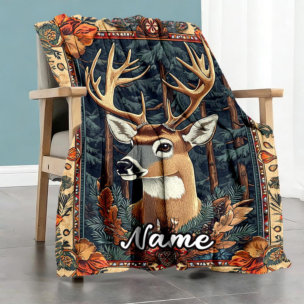 Elk1 Customize Text Blanket Lightweight Customizable Blanket Soft Warm Cozy Versatile for Bed Chair Home Decor Couch All-Season Use
