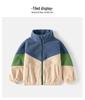 2024 Autumn Boys' Colorblock Fleece Jacket - Casual Children's Top