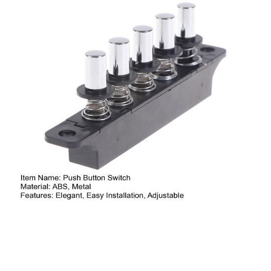 Yousheng Push Button Switch for Range Hood Five-Position Silver Piano Key Design Five Independent Wind Speed Controls Switch Panel Easy Installation