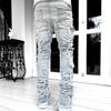 Jeans Moda Uomo Elasticizzati Patch Stratificati Dritti Lunghi