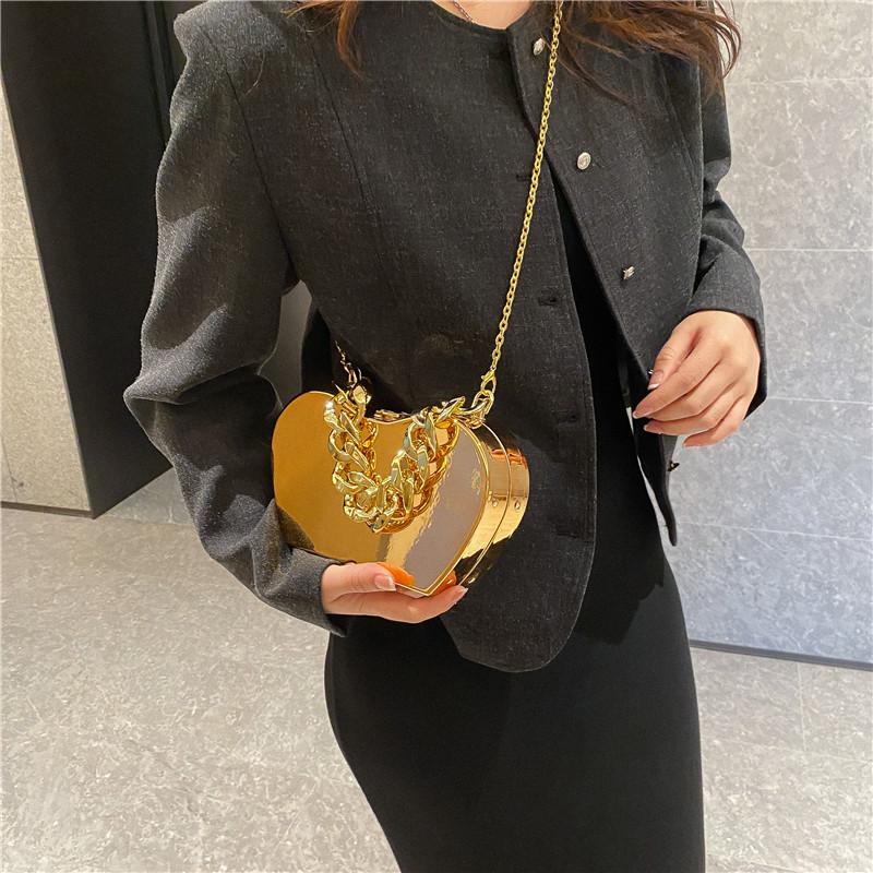 Metal Small Bag 2025 European and American Personality Chain Apple Bag Ins Net Red Texture One-shoulder Foreign Box Bag Girl