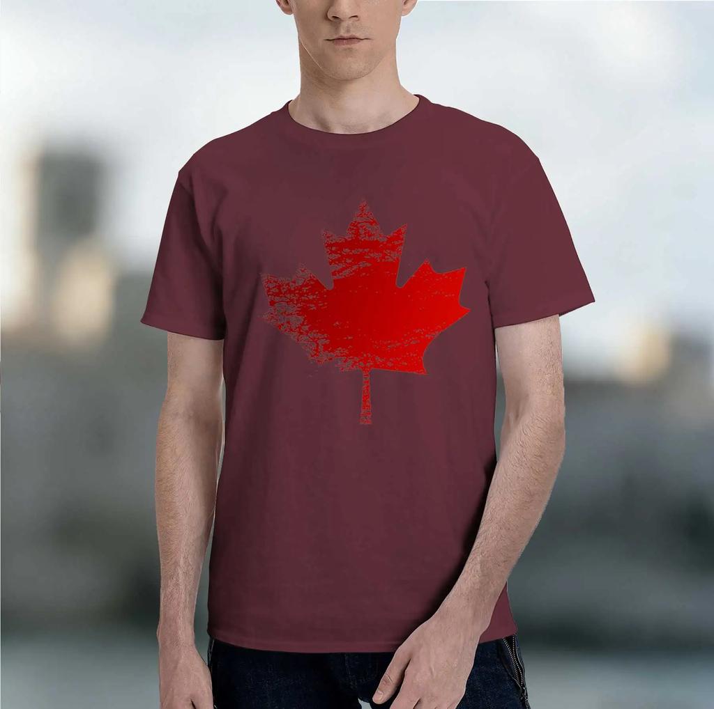 The Emblem of the Canadian Flag 2026 New Fashion Heavyweight Hot Selling Retro Printed Pattern Fun Round Neck Tshirt for Daily