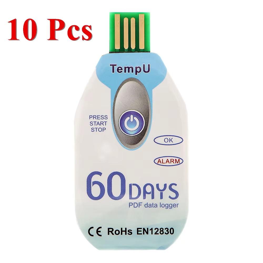 10 Pcs/lot TempU05 Temperature Data Logger 60 Days PDF Report Disposable Single Use 10000 Points USB Temperature Data Recorder