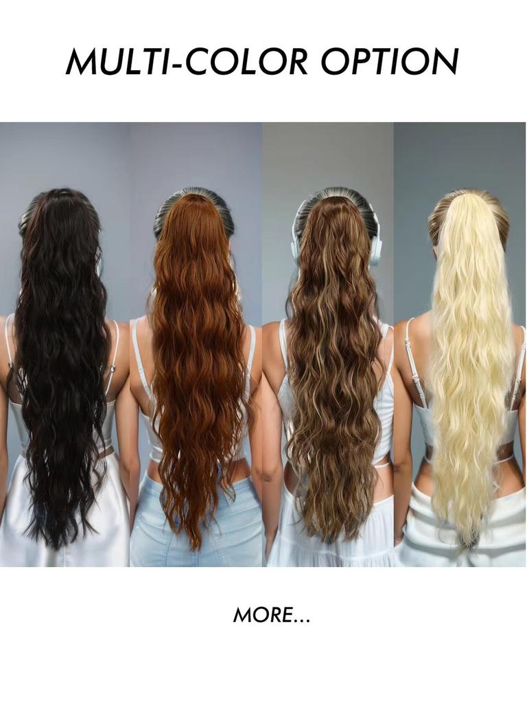 LOUIS FERRE Ponytail Extension, 26 Inch Drawstring Ponytail Hair Extensions for Women Long Curly Wavy Ponytail Multi-color Option for Daily