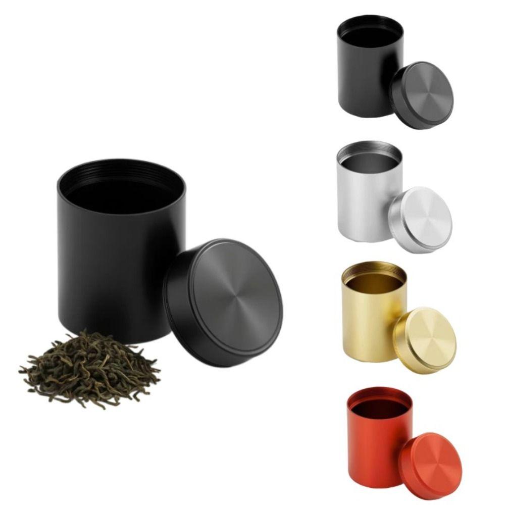 Portable Mini Sealed Jar Solid Color Moisture-proof Tea Can Aluminium Alloy Nut Candy Food Storage Container Travel
