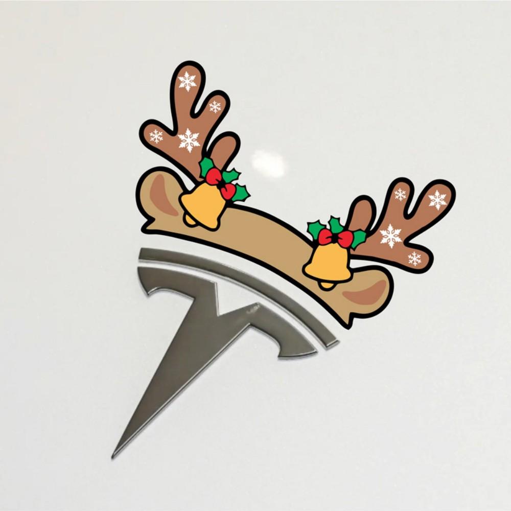 

2025 Christmas Car Stickers For Tesla Model 3/Y Creative Santa Hat God of Wealth Hat Elk Shaped Logo Decoration Accessories