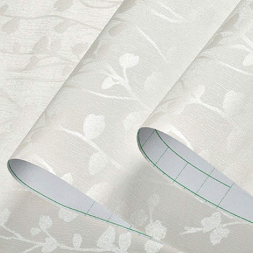 3D Embossed Branches and Leaves Self-adhesive Wallpaper Waterproof Durable Pastoral Style Peel & Stick Contact Paper for Walls