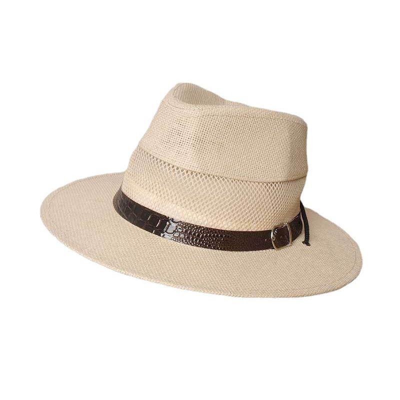 Straw Hat Men's Mesh Breathable Summer Sun Protection and Shading Fishing Beach Outdoor Hat Big Eave