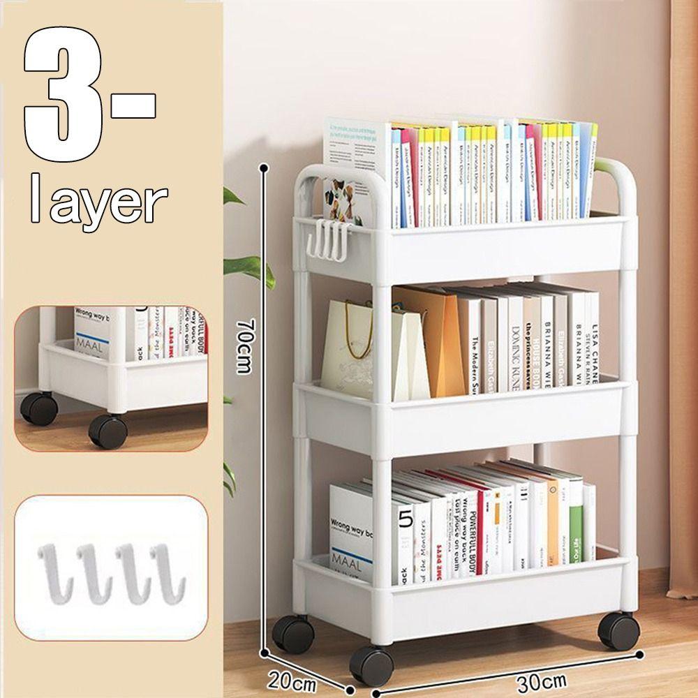 Space Efficient Storage Rack Wiht Wheels Rolling Plastic Storage Cart Mobile Storage Rack  Kitchen