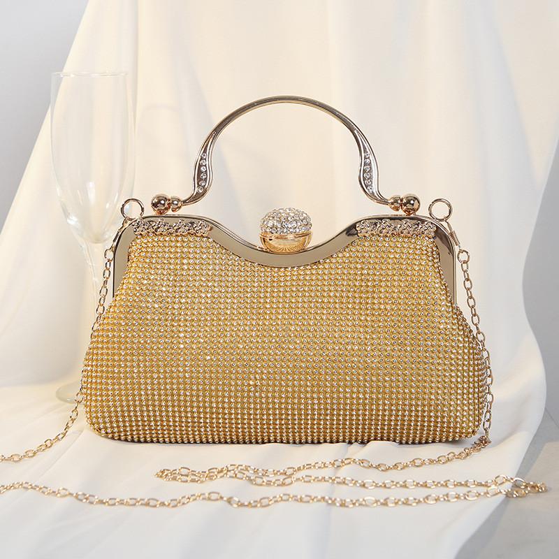 Glamouröse Muschelförmige Handtasche mit Strasssteinen und Satinfutter für festliche Anlässe und den täglichen Gebrauch