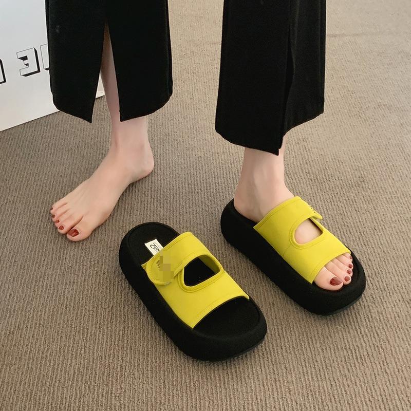 

Sandals for Women with Heel Height Increase, Casual Beach Shoes, Thick Sole, Platform Style, New Model 35 жёлтый
