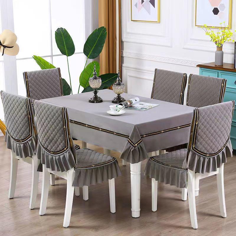 Luxuriöses Esszimmer-Set mit Tischdecke & Stuhlbezügen - Modernes integriertes Design, Verdickte Polster, Maßgeschneiderte Passform