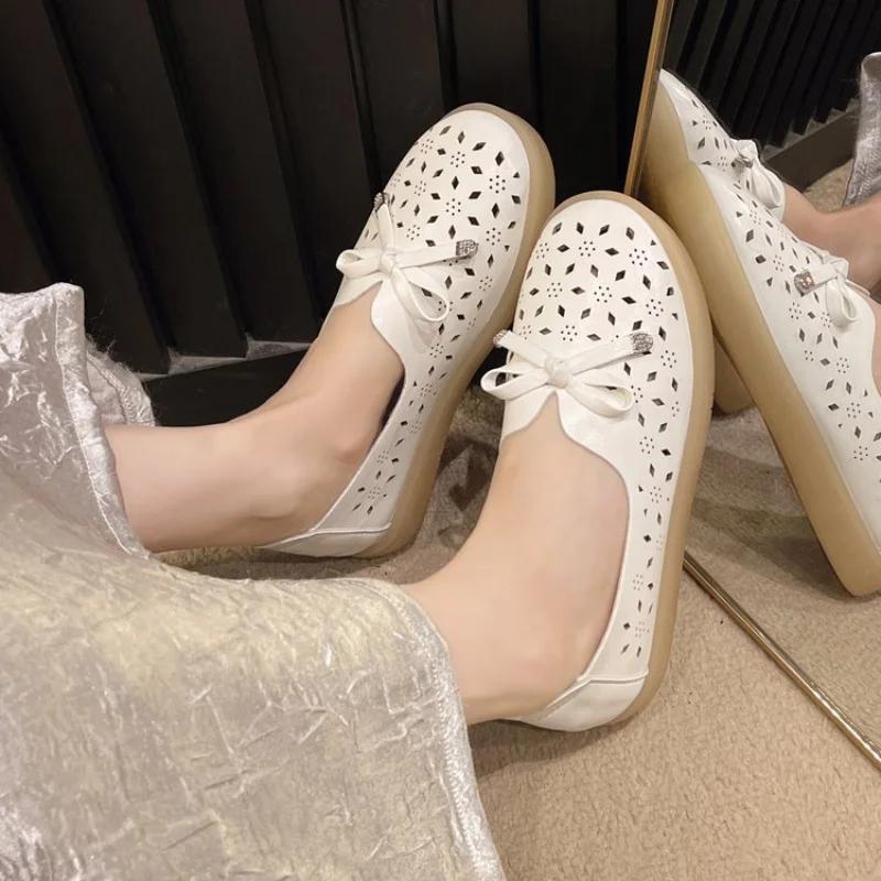 Fashion 2024 Summer New Style Fashionable and Comfortable Loafers Hollow Sandals Flat Bottom Women Work Shoes Casual Platform Shoes