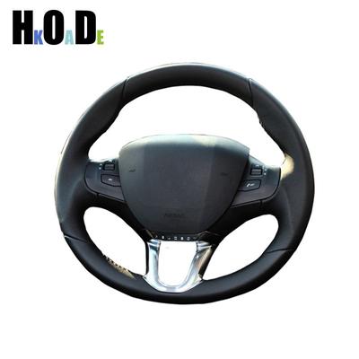 Capa de volante de carro para Peugeot 208 Peugeot 2008 Couro de microfibra preto costurado à mão
