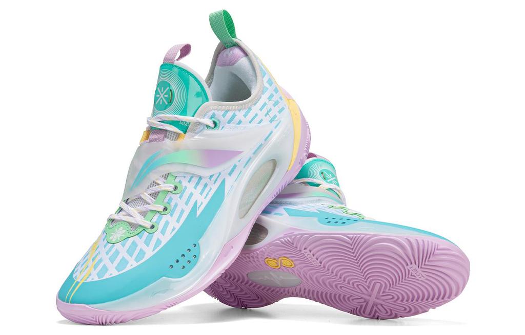 Li Ning Wade 808 2 Cushioning Slip Resistant Abrasion Resistant Low Top Basketball Shoes Men's White Blue ABPT017-1
