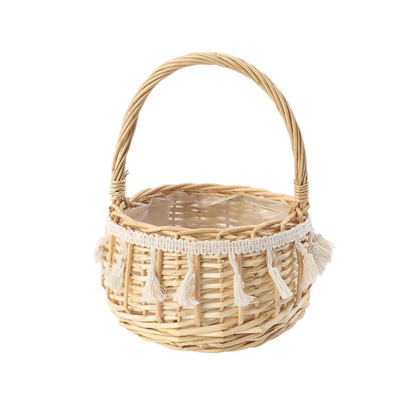 Handmade Willow Weaving Mother's Day Flower Basket Rural Companion Gift Handbag Flower Arrangement Small Basket