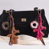 Original Vintage Bear Donut Bag Charm PU Leather Keychain Pendant Cute Multifunctional Birthday Gift Bag Charm for Backpack