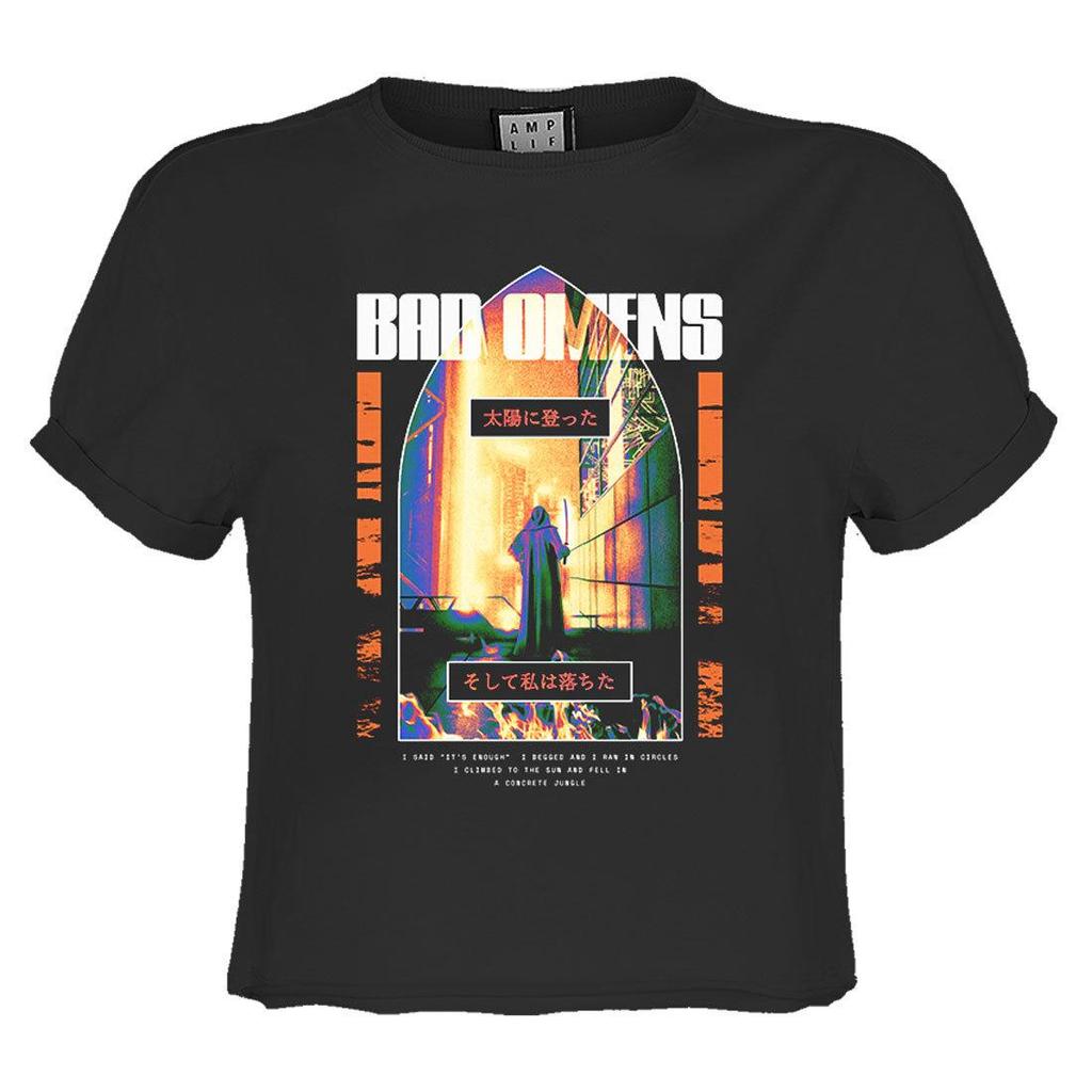 Amplified Womens/Ladies Arch Bad Omens Crop T-Shirt