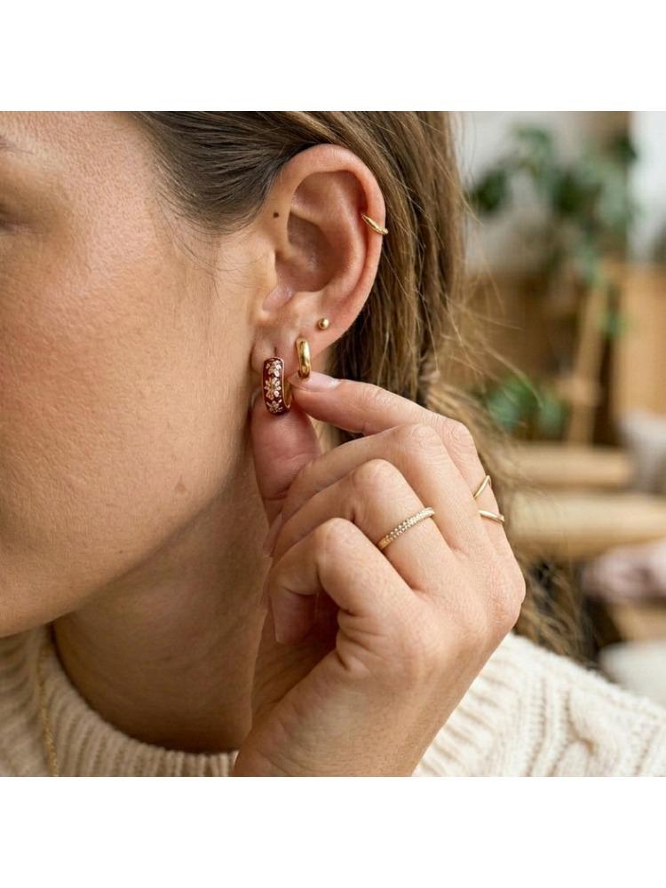 Colorful Flower Enamel Earrings Women's Stainless Steel Earrings 18K Gold-plated Earrings Statement Jewelry