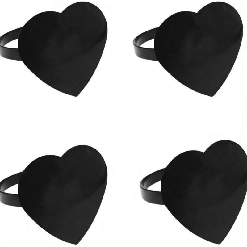 4Pcs Valentine'S Day Love Napkin Circle Dining Table Heart Shaped Tissue Buckle Wine Bouquet Ring Party Decoration Ornament