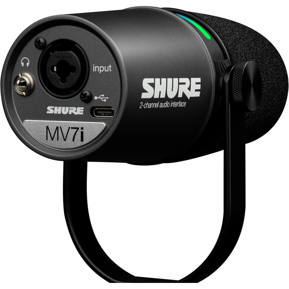 Shure Mv7i Dynamic Microphone   Audio Interface Black  2 Channel Support Maximum