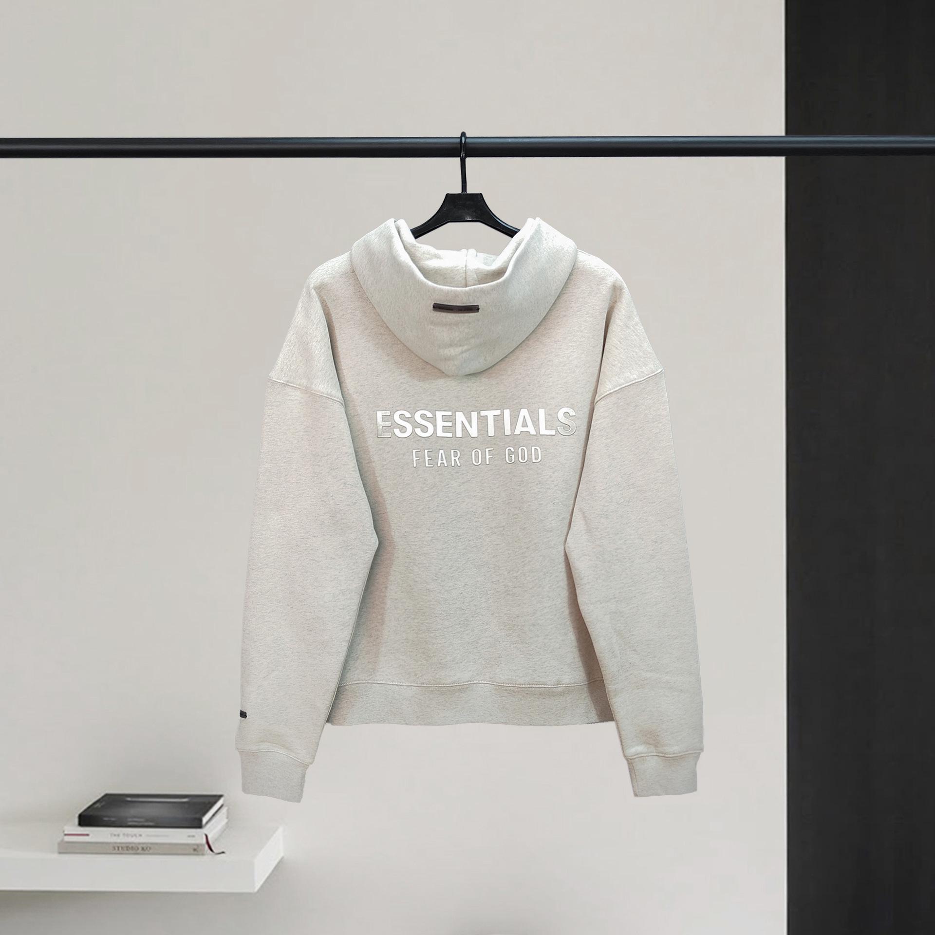 ESS Fleece Hoodie - Youth Metallic Texture Print, Autumn/Winter American Casual, Trendy High Street Men s Sweatshirt XL
