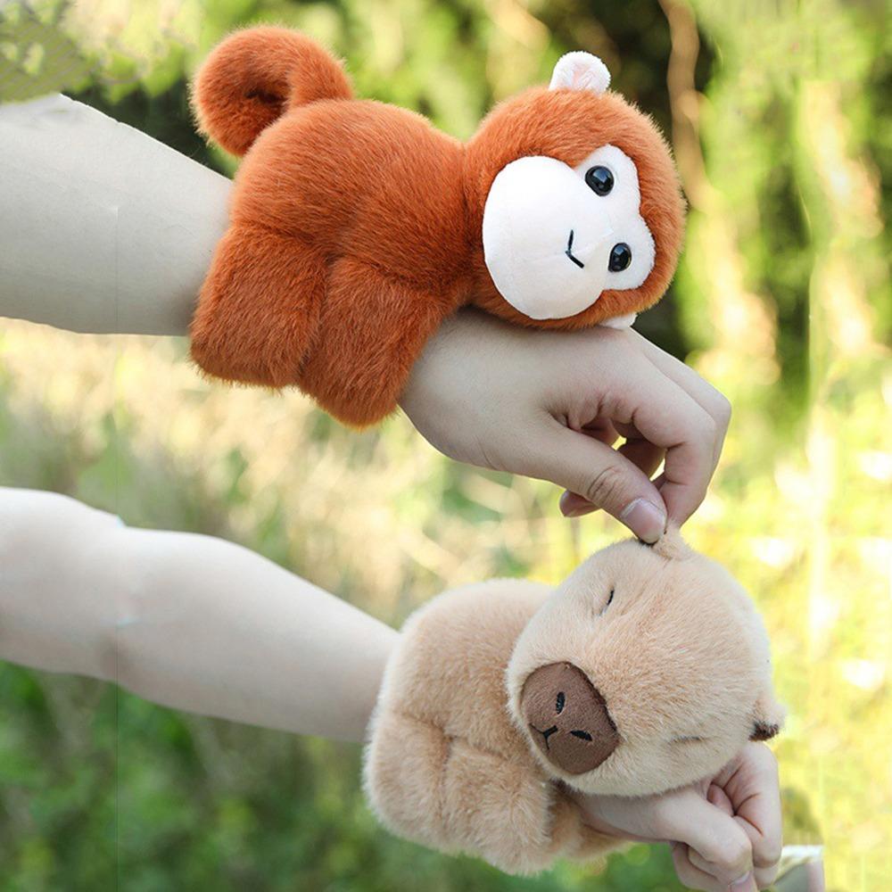 Raccoon Animal Plush Wrist Band Monkey Plush Doll Slap Bracelet Capybara Slap Bracelet Children