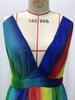 2025 Spring/Summer European & American Women's Sexy Deep V Rainbow Chiffon Dress