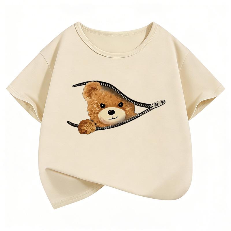 Short Sleeve Fashion Bear Funny Y2k T Shirts Manga Kids Childrens Tshirt Boys Girls Summer Spring Casual Top Tee Shirt