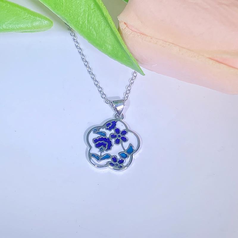 Elegant Temperament, Flower Ring, Necklace, Stud Earrings, Enamel Three-Piece Set, Retro Epoxy Jewelry.