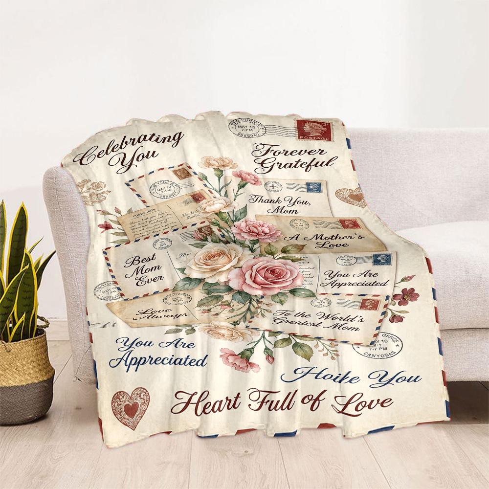 Mom's Gratitude And Love Blanket Suitable for Sofas,travel, Living Rooms Also a Good Gift for Friends and Family Suitable for All Seasons.