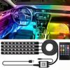 Car Interior Lights,5V LED Strip Lights with USB Adapter Ambient Car Lighting Kit Remote Control Music Sync Color Change Strip Lights For Trucks