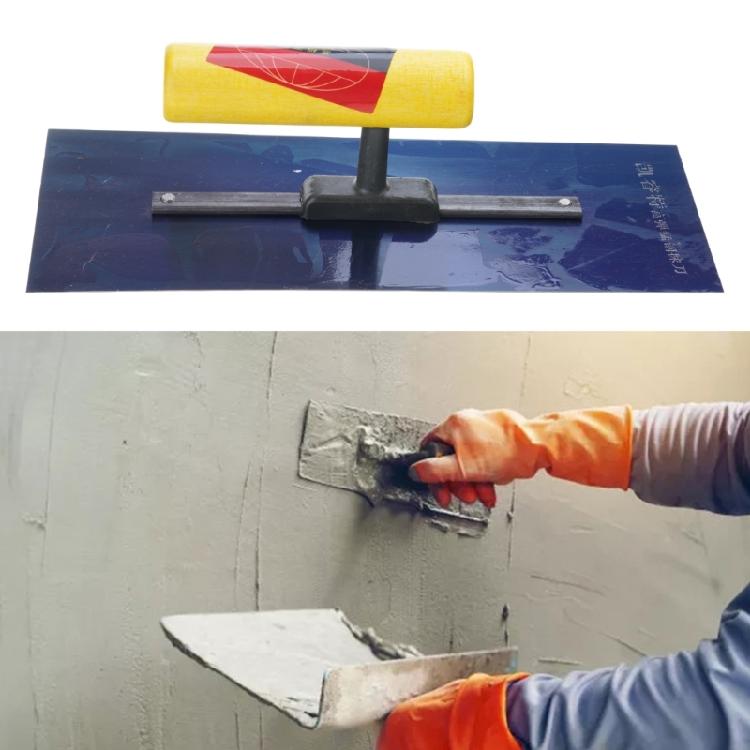 Durable Plastering Trowel Blue Carbon Steel Wood Handle 24x10cm/9.45x3.94'' Tool